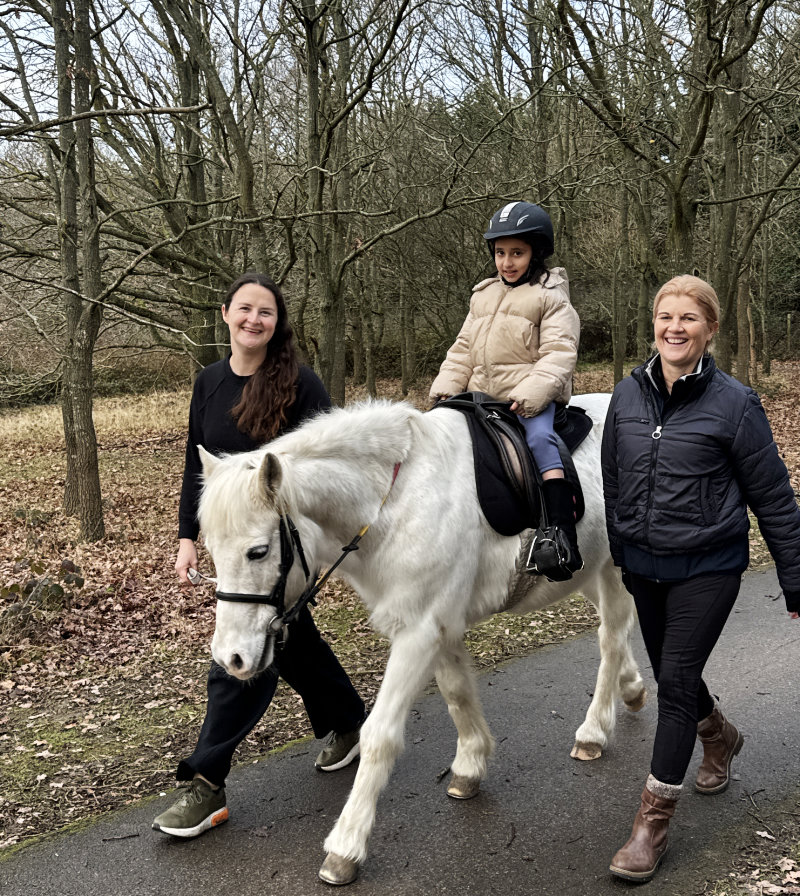 Maria riding Murphy on Chigwell Meadows